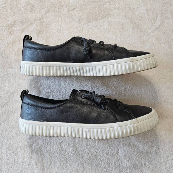 Sperry Women's Topsider Crest Vibe Creeper Leather Sneaker Size 8 Black - Picture 5 of 10